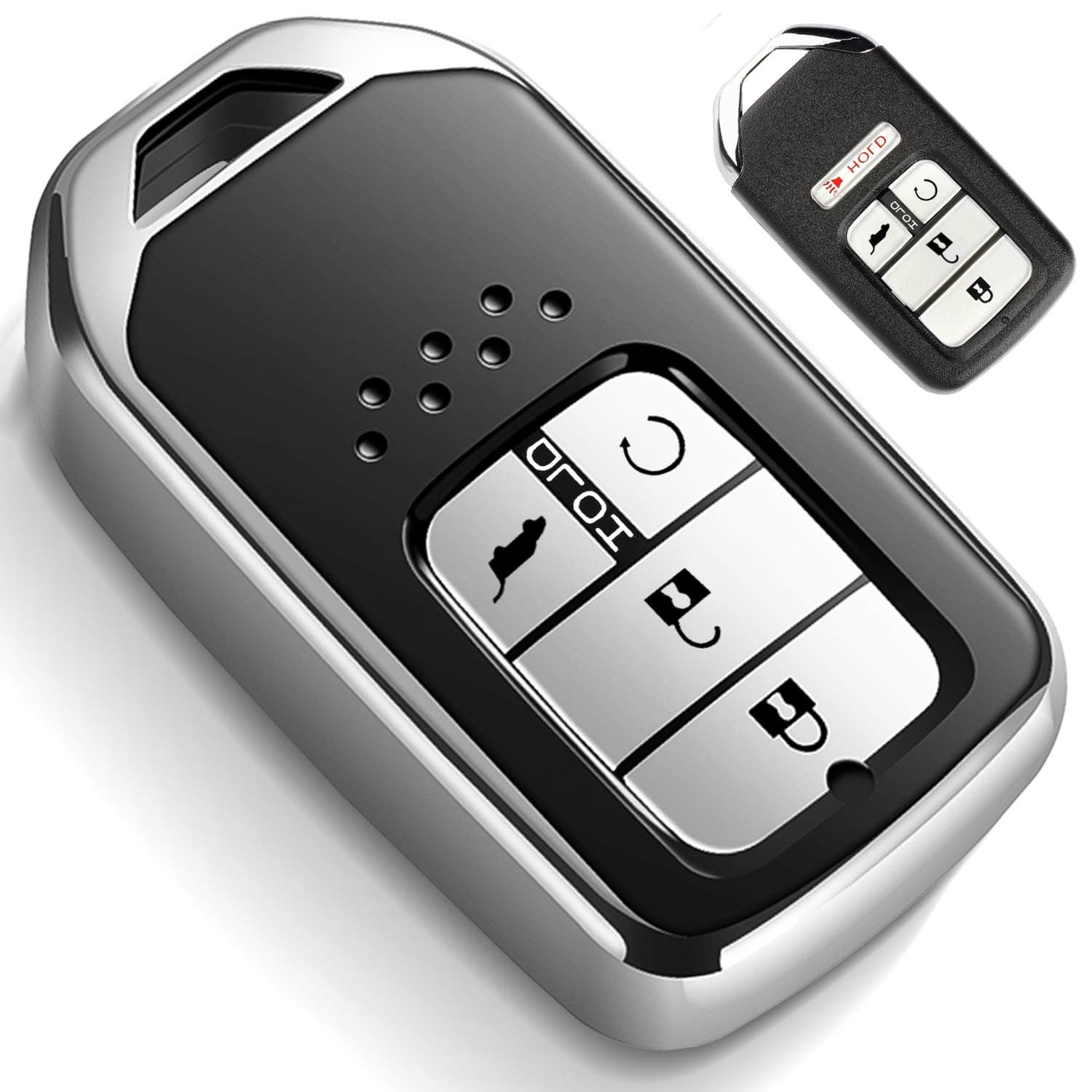 Uxinuo Compatible with Honda Key Fob Cover Case Silver