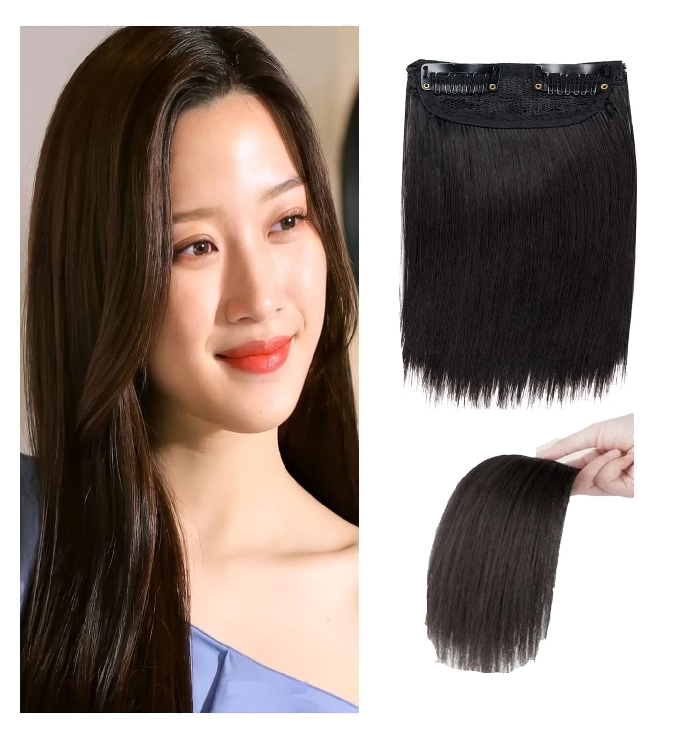 INAAYA 6 Inch Long Side Hair Extension Hair Volumizer 2 Clip extension for Women Pack Of 1 Black