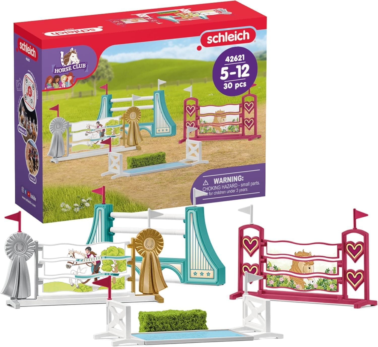 Horse Club - 30PC Obstacle Course Accessories for Horse Figurines - Show Jumping Playset with Adjustable Hurdles - Fun Steeplechase Equestrian Toys for Screen-Free Play - Kids 5+ | 42612