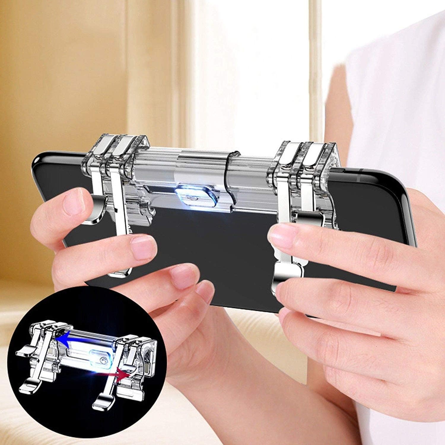 Upgrated Mobile Game Controller 6 Points Fingers Triggers LB RB Multiple Points Operation Gaming Trigger Fire Aim Triggers Compatible with PUBG/Knives Out/Rules of Survival for Most of Phones