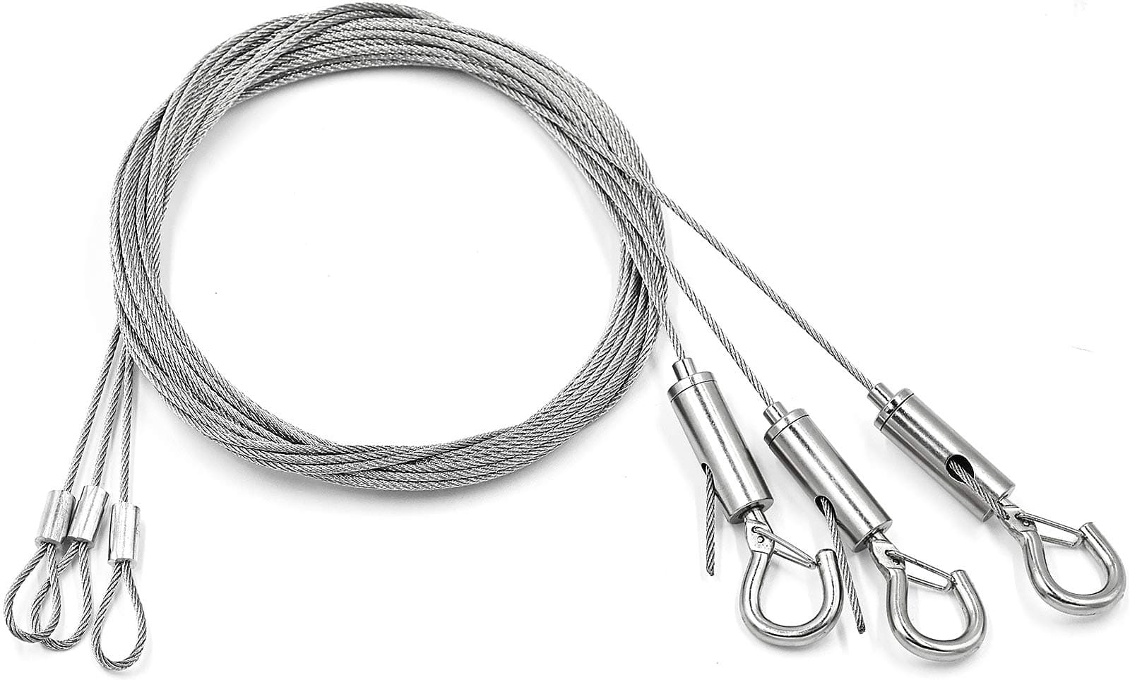 3 Pcs Heavy Duty Stainless Steel Hanging Wire 1.5 mm x 2 m Adjustable Length Picture Hanging Rope for Mirror Light Lamp Billboard