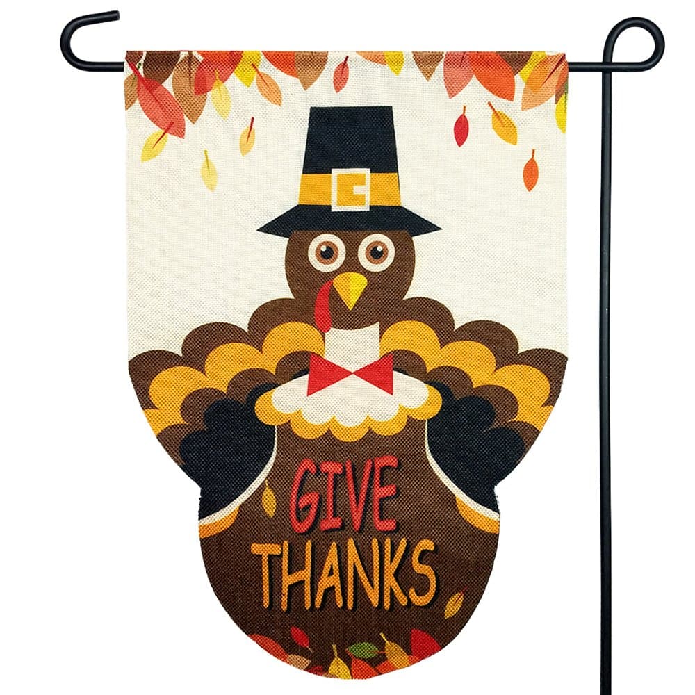 Harbor Bay Home Give Thanks Garden Flag with Double Sided Printing for Fall and Thanksgiving Decorations - 12 X 18 Inch Size for Holiday Seasonal Décor