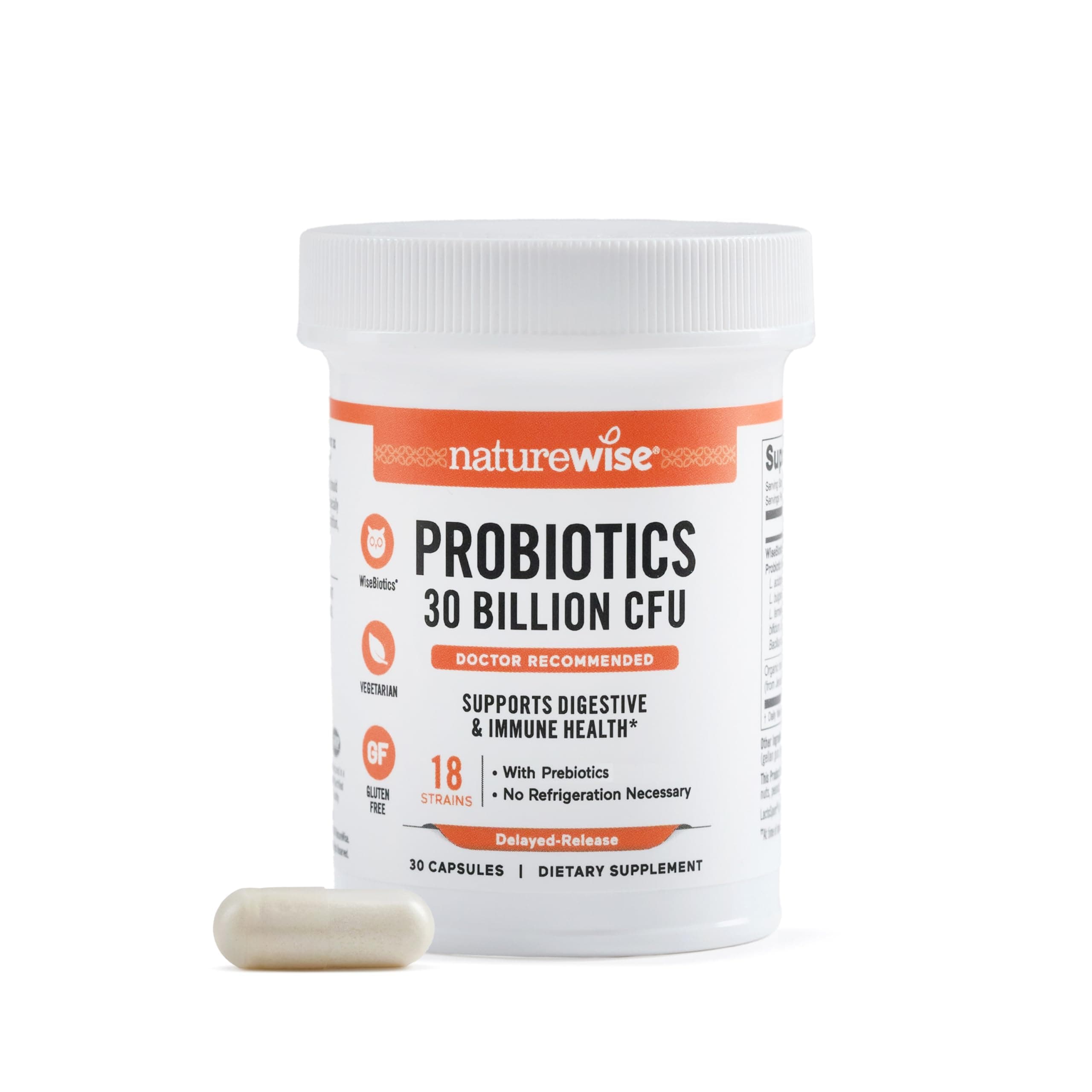 Max Probiotics for Women & Men - 30 Billion CFU 18 Strains + Organic Prebiotics - For Gut & Digestive Health - Vegetarian, Delayed-Release Capsules, Gluten Free - 30 Capsules[30-Day Supply]