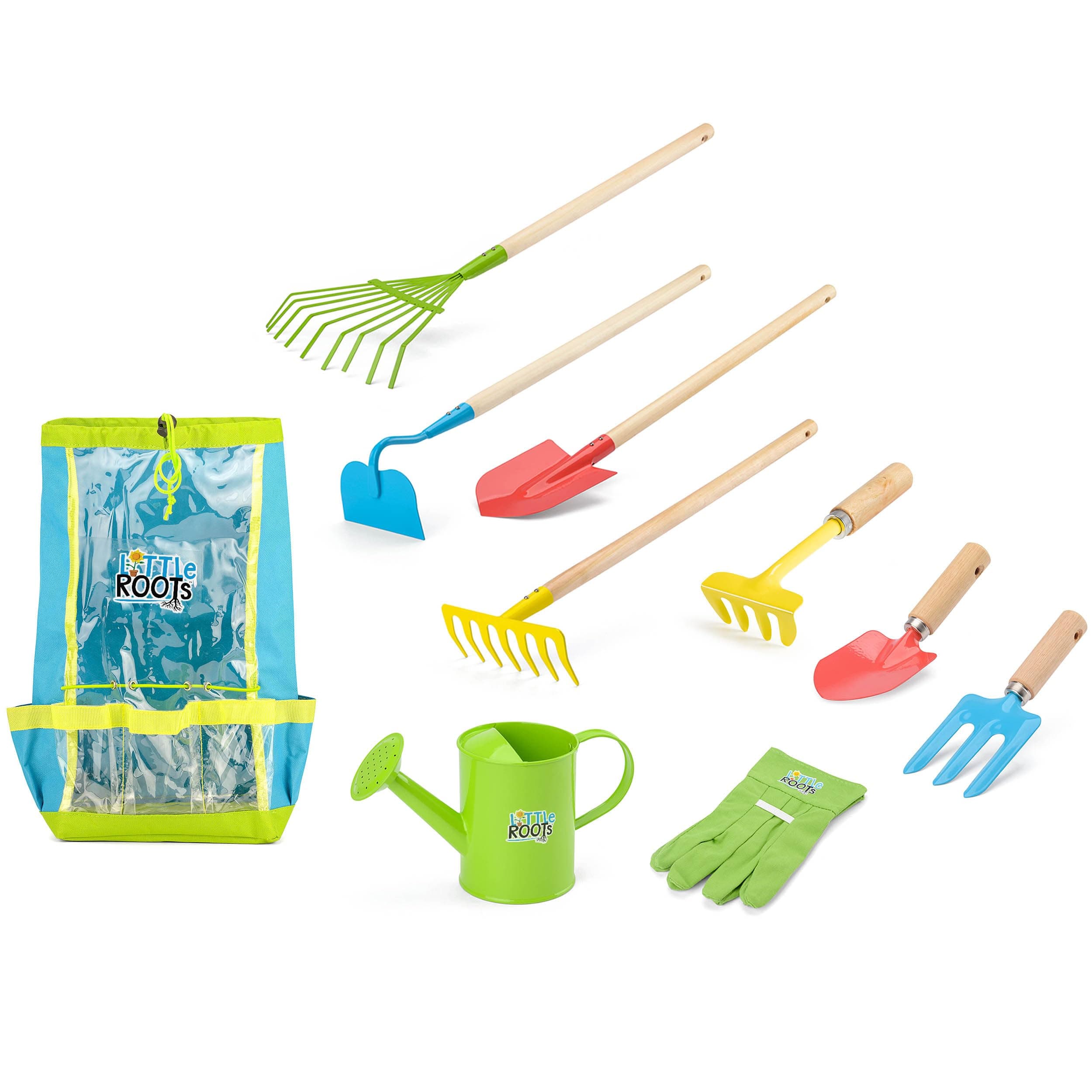 Little Roots Kids Tool Backpack 9 Piece Set, with Watering Can, Gloves, Shovel, Kids Gardening Tool Set, Garden Tools for Boys and Girls