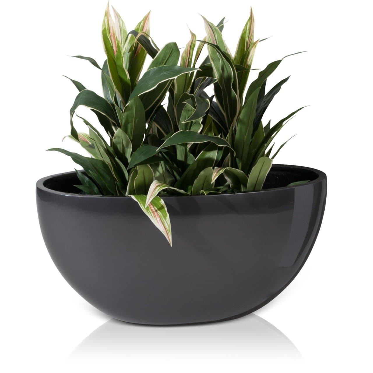 Planter BALCO 40 Fibreglass Flower Pot, 80x30x40 cm, Grey, Metallic Paint
