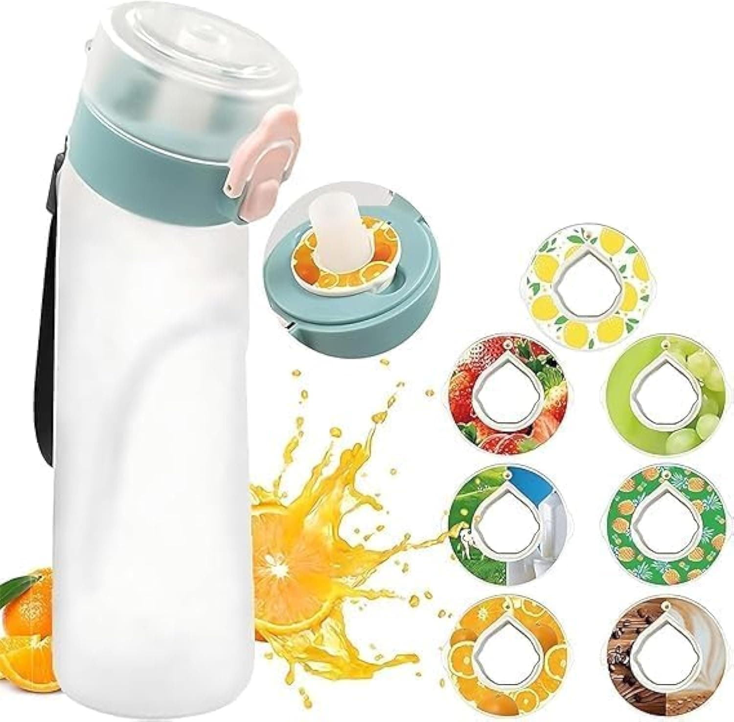 Flavored Water Bottle, Air Water Bottle with Flavor Pods, Flavor Water Bottle,Scent Water Bottle for School Kids,0% sugar, 0 calories, 22oz, 750ml (1 bottle (25 oz/750 ml) + 3 pods in random flavors)