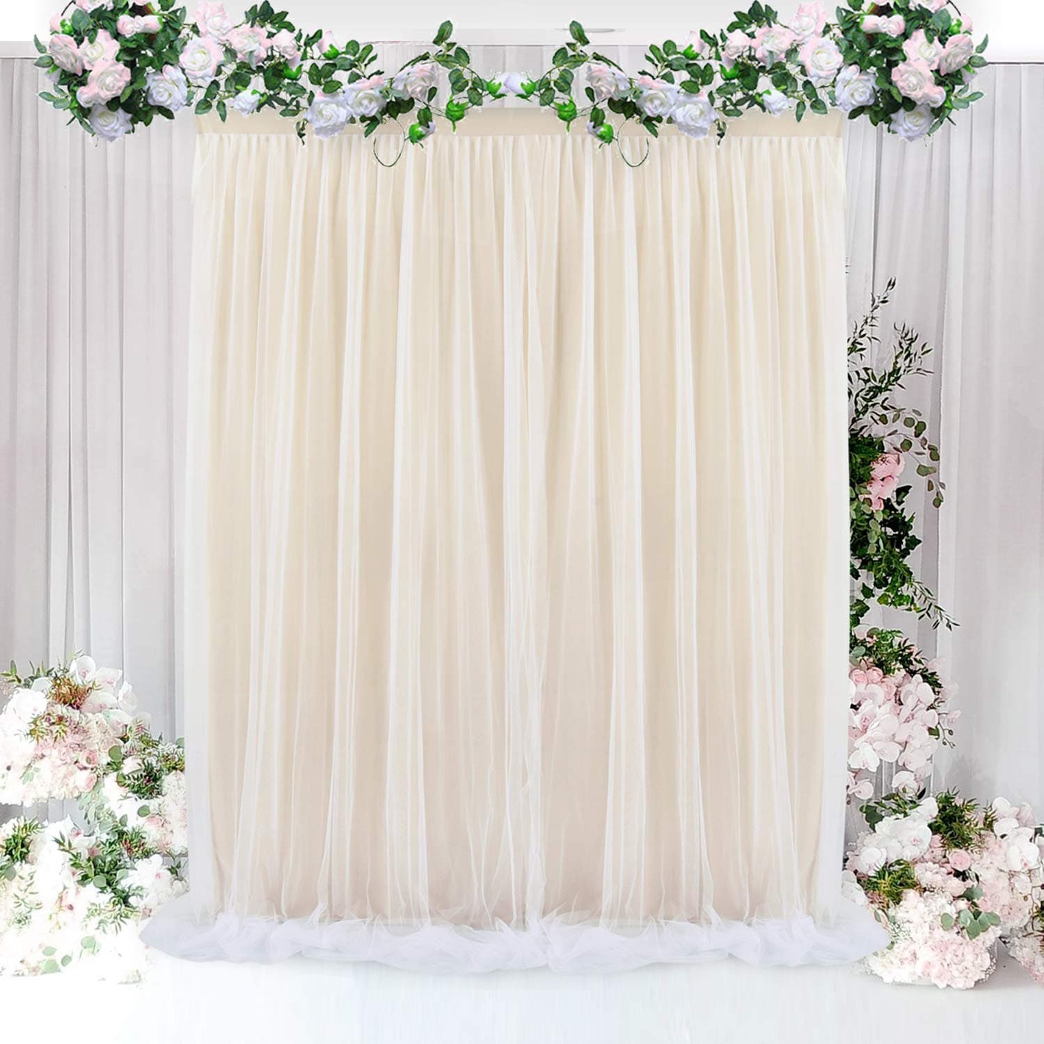 Champagne Backdrop Curtain for Parties Baby Shower Wedding Drape Backdrop for Photography Gender Reveal 5 ft X 7 ft