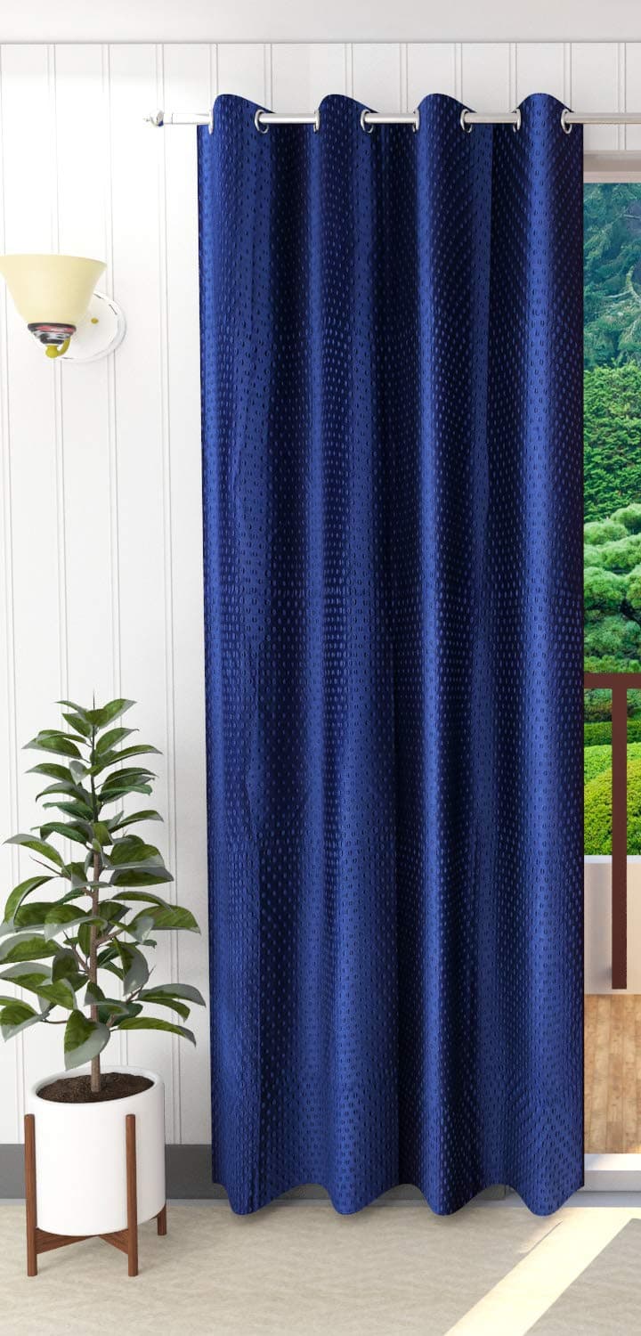 FARRELL Decor 1 Piece Premium Window Semi Sheer Curtain With Dott (Blue, 4 X 5 Feet),Eyelet)