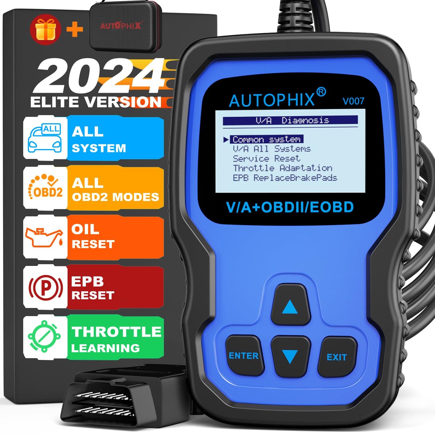 V007 OBD2 Scanner Compatible with Volkswagen VW Audi Skoda Seat, Car Diagnostic Tool with Engine ABS Airbag Transmission Code Reader Throttle Adaptation TP Position Check Oil Brake Pad Reset