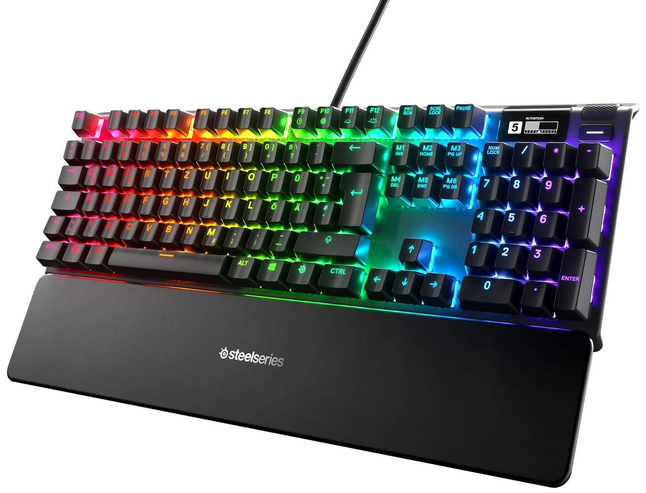 SteelSeries Apex Pro Mechanical Gaming Keyboard, Adjustable Actuation Switches, OLED Display, Red Switches, German QWERTZ Layout