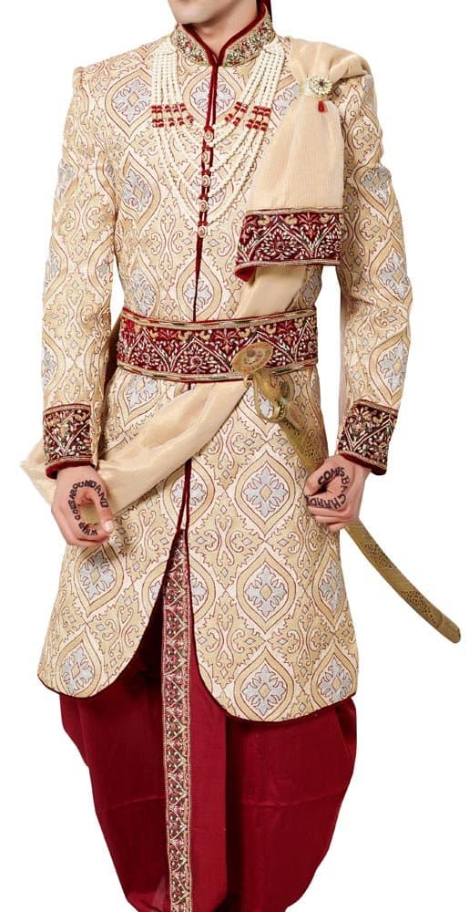 INMONARCH Mens Bollywood Cream Designer Indo Western IN481