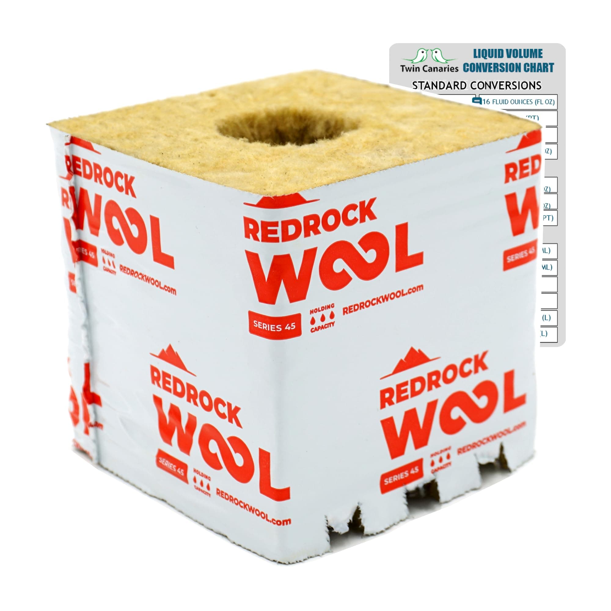 4 Inch Redrock Rockwool PRO Grow Block for Hydroponics | 6 Pack + Twin Canaries Chart