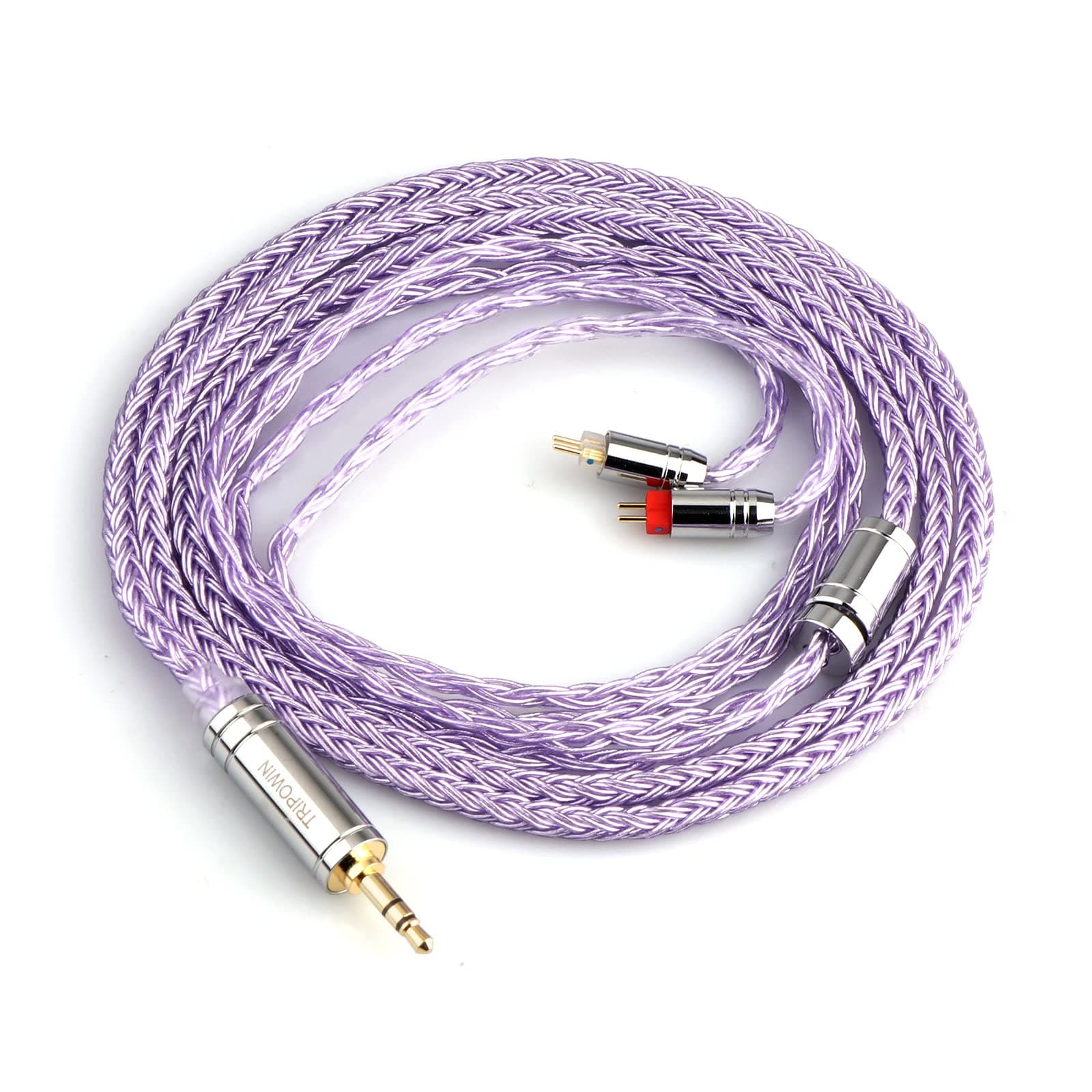 Linsoul Tripowin Zonie IEM Cable, 16 Core Silver Plated Earphone Upgraded Cords, 1.25m SPC in Ear Monitor Cable for 7hz Zero:2 Orchestra Lite Cadenza Hype4 Supermix4(2pin 0.78mm, 3.5mm)(Lavender)