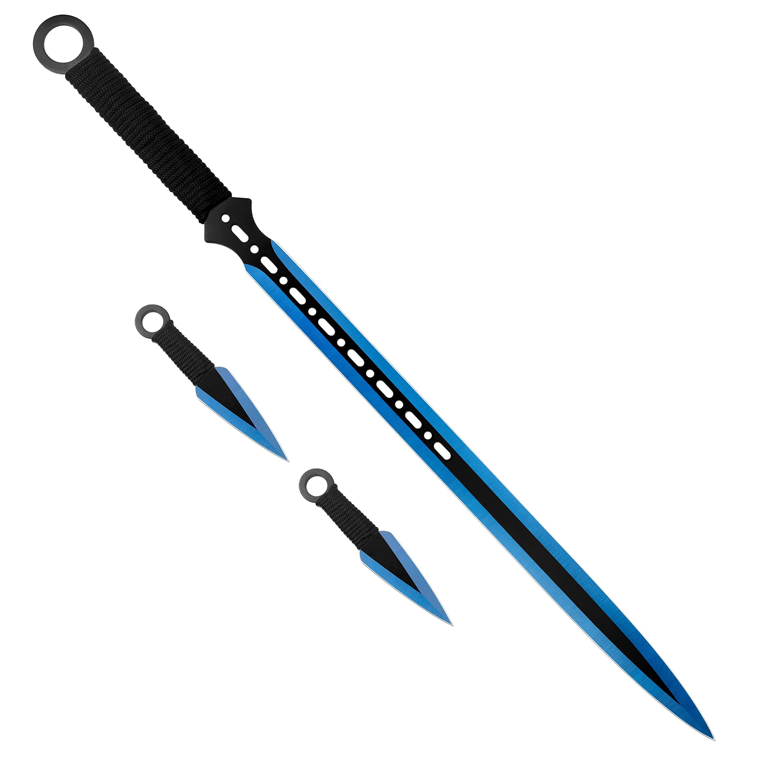 Tactical Ninja Sword and Throwing Knives Set with Nylon Sheath. for Outdoor Sport,Collection,Hunting,Camping,Gift.3cr-13 Stainless Steel Blade.Length 26.97inches.