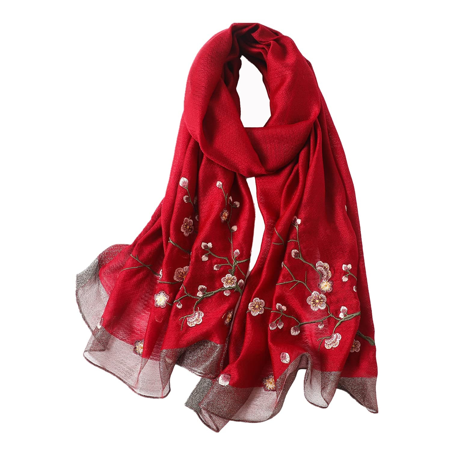 Embroidered Floral Pattern Shawl and Wraps