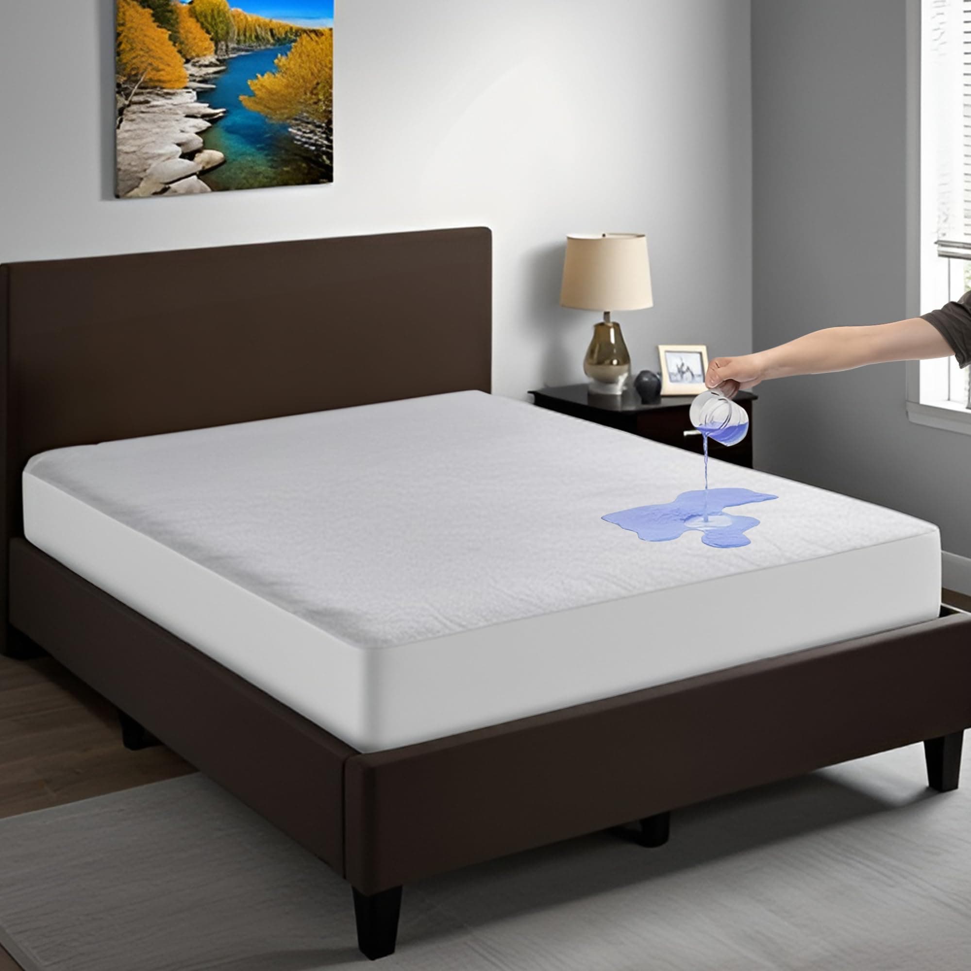 Hotel Linen Klub Princess Cotton Terry Waterproof Mattress Protector, Size: Queen 160X200+30Cm , White