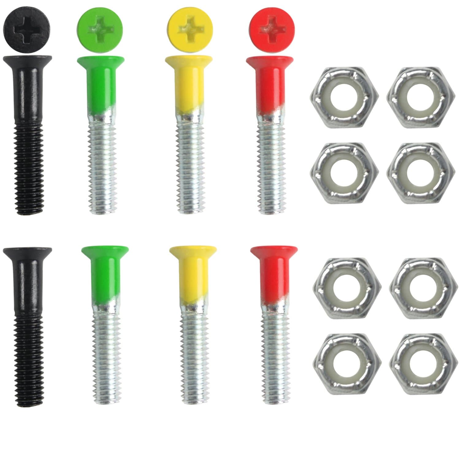 Dimebag Hardware Skateboard Mounting Nuts and Bolts 1" Phillips - Skateboard Truck Hardware - Lots of Colors