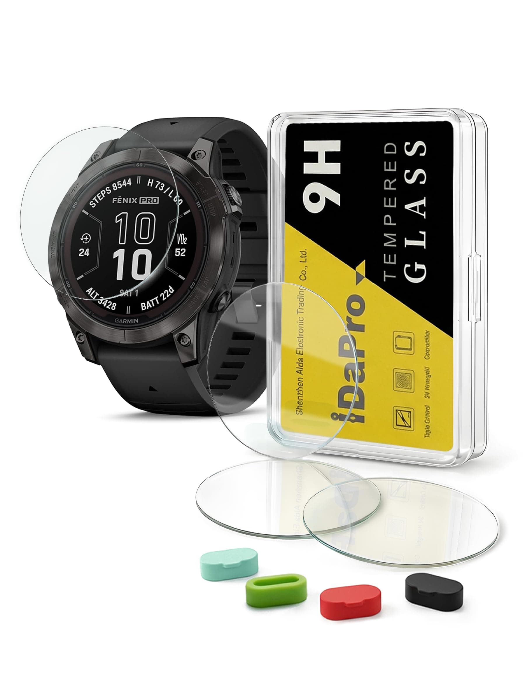 – Screen Protector for Garmin Fenix 7X/7X Pro (Solar/Sapphire Solar) Tempered Glass [4Pcs]+Silicone Anti-dust Plugs[4Pcs],9H,Anti-Scrach,Anti-Bubble,Easy Installation