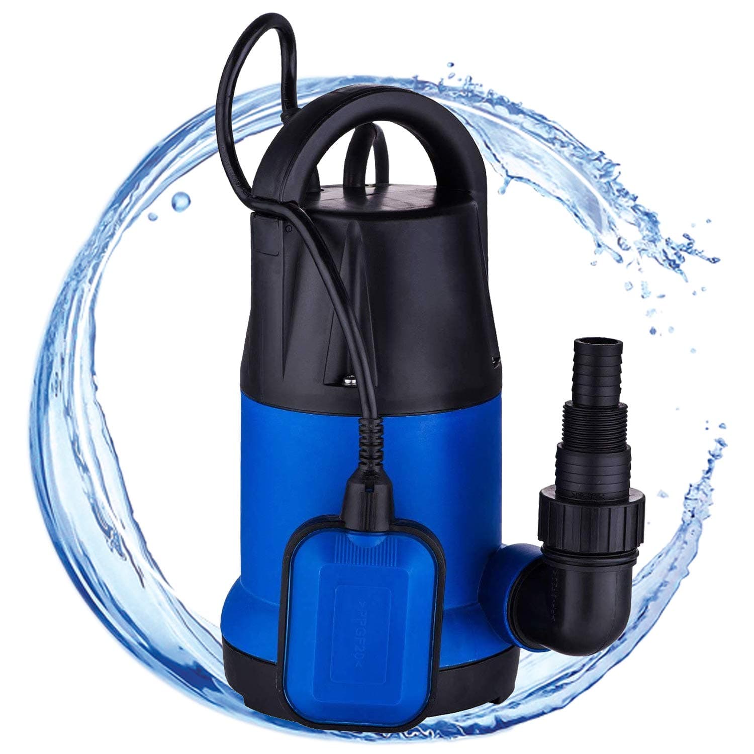 Hosmat 1HP Submersible Pump Portable Sump Pumps Clean Water Pump w/Float Switch for Swimming Pool and Garden Pond Draining (Blue)