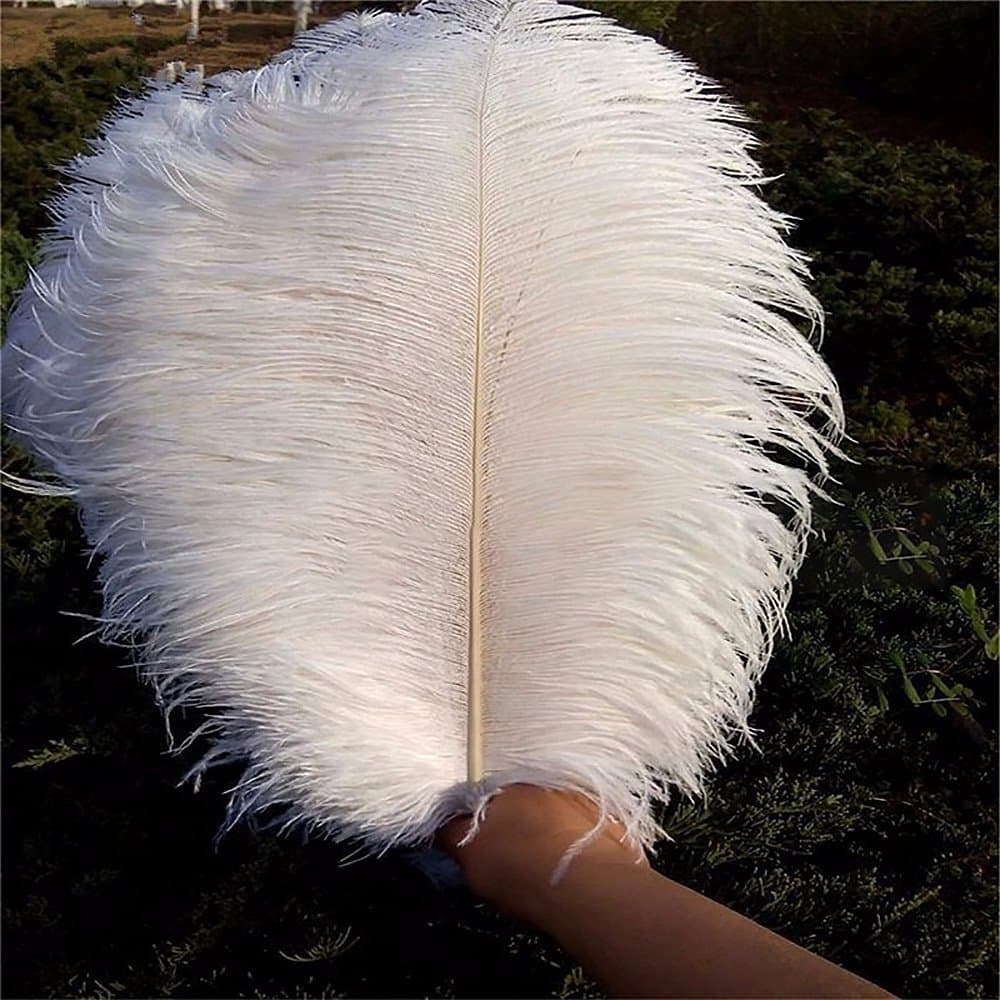 Hanlanbo Pack of 5 White Natural 18-20 inch(45-50cm) Ostrich Feathers Plume for Wedding Centerpieces Table Decoration Home Decoration (White)
