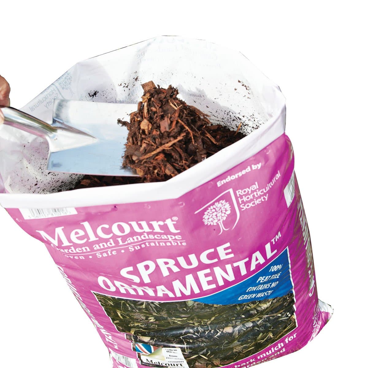 Melcourt Bark Mulch Spruce Ornamental | 60L Bag | Versatile Mulch