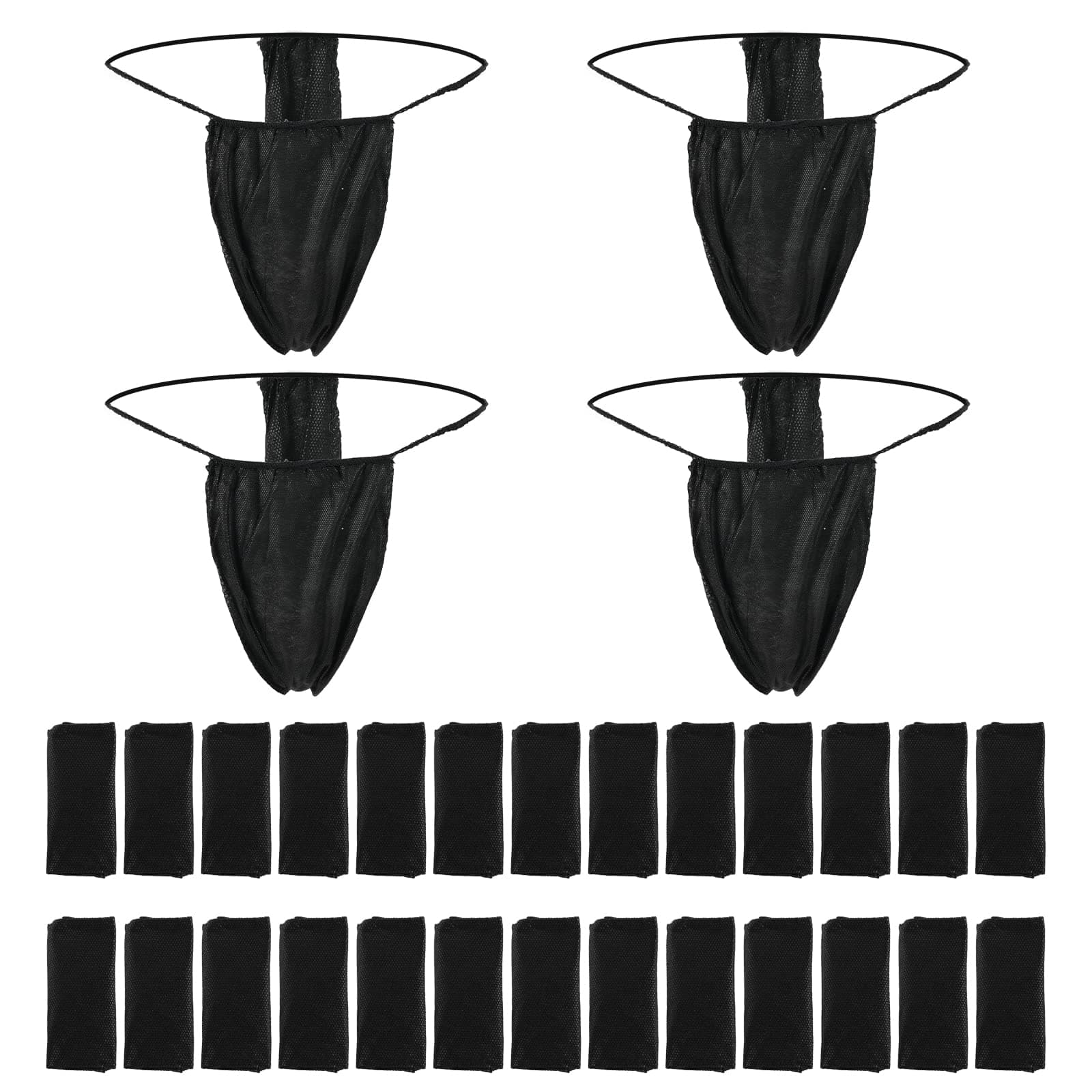 50 Non-woven Thong Panties - Disposable T Strap Thong Bikini Panties for Spray Tanning and Spa - Black