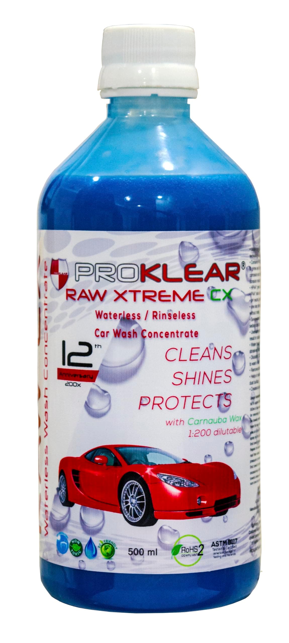 Waterless Dry Car Wash 500ml Concentrate RAW Xtreme CX Carnauba Wax Rinseless/Waterless Auto Wash Concentrate - 400 Washes Makes 100 liters