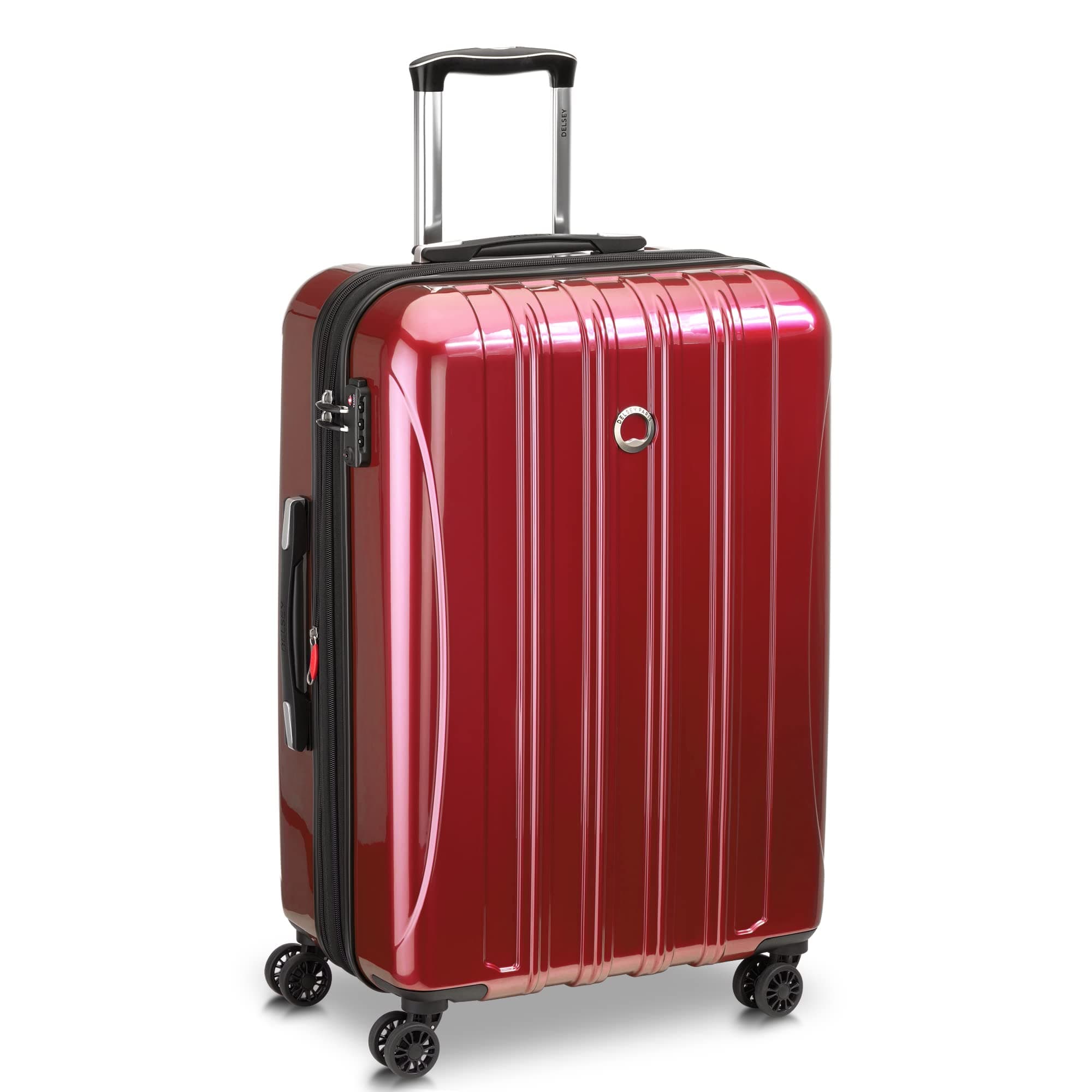 Helium Aero Hardside Expandable Luggage with Spinner Wheels, Brick Red, Checked-Medium 24 Inch
