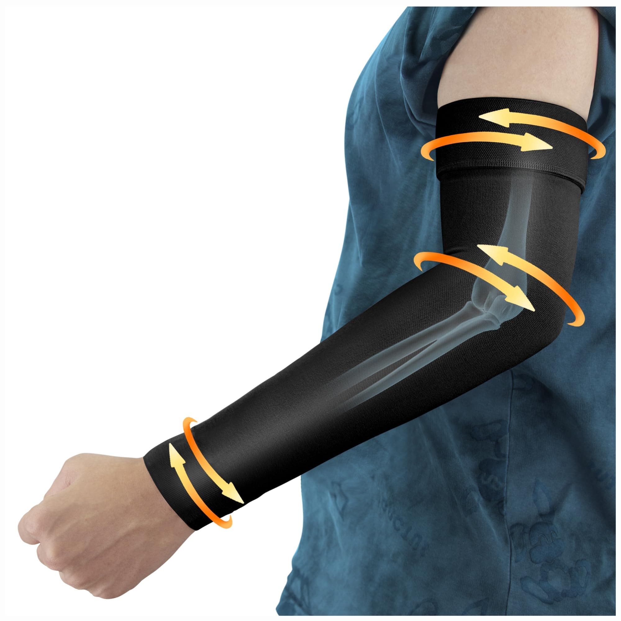 Hiball Lymphedema Medical Compression Arm Sleeve for Men Women, 20-30 mmHg Graduated Compression Full Arm Support with Silicone Band, Long Circulation Pressure Arm Brace for Arthritis, Bursitis, Edema