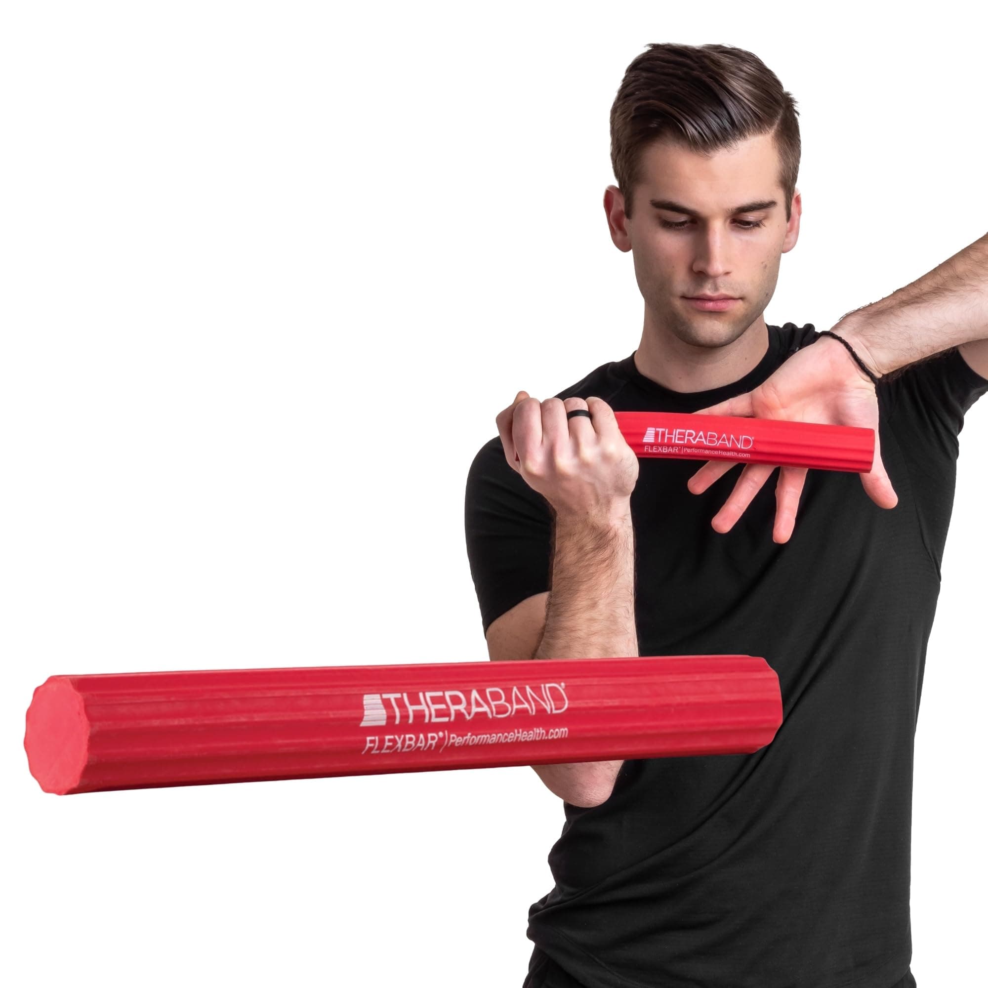 FlexBar, Tennis Elbow Therapy Bar, Relieve Tendonitis Pain & Improve Grip Strength, Resistance Bar for Golfers Elbow & Tendinitis, Red, Light, Beginner