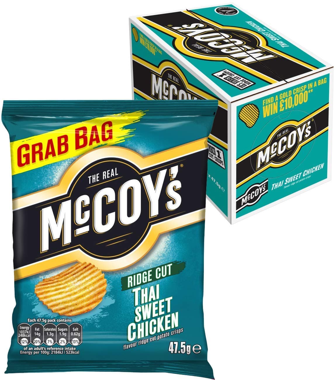 McCoy's Thai Sweet Chicken Crisps 47.5g Grab Bag, Case of 36