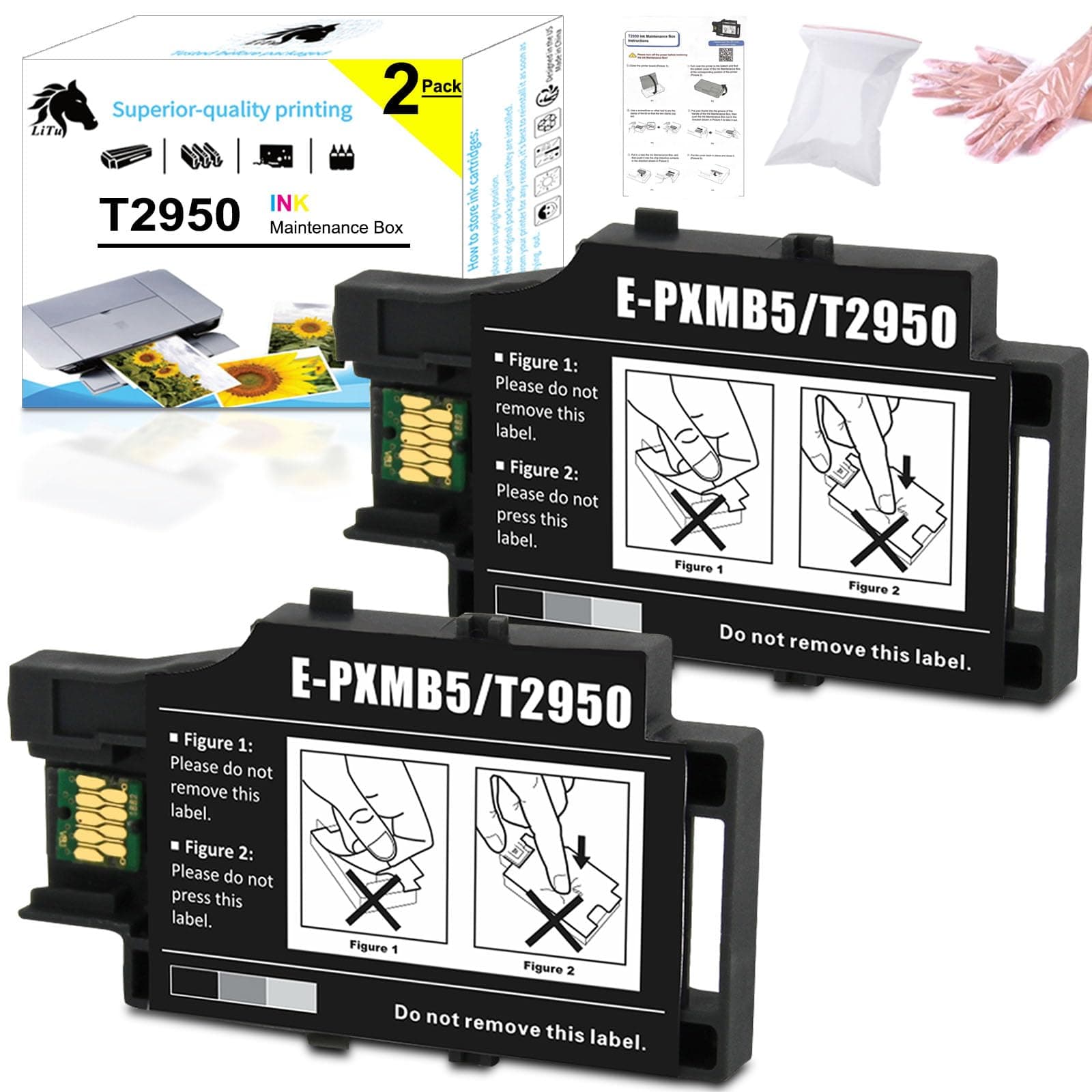 WF-100 Maintenance Box, T2950 Maintenance Box Ink Tank Remanufactured for Workforce WF-100 WF 100 WF110 EC-C110 ECC110 EC C110 Wireless Mobile Printer 2 Pack