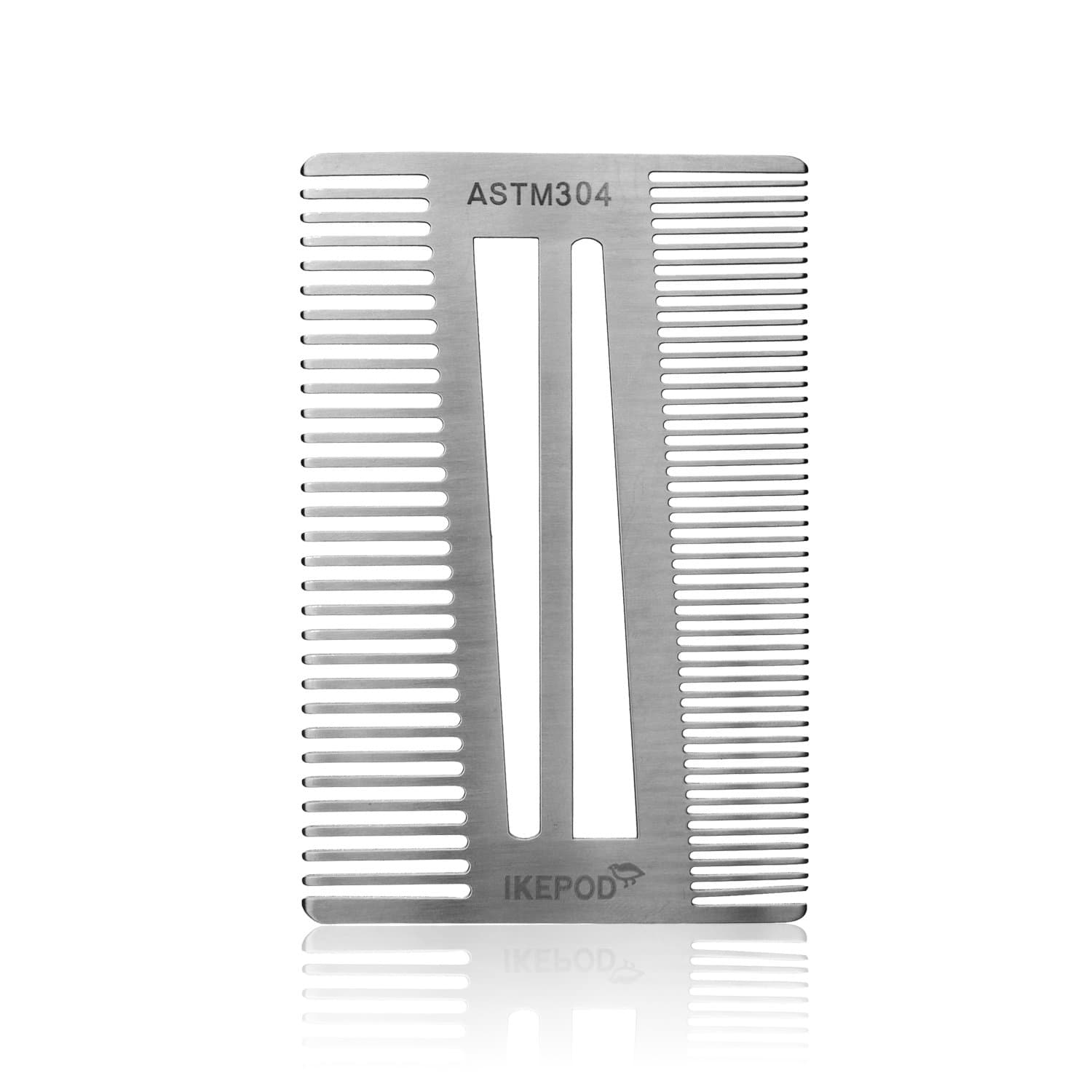 Pocket Size Stainless Steel Beard Comb - Credit Card Size EDC Metal Wallet Comb for Trimming or Shaping Mustache and Beard Hair by IKEPOD