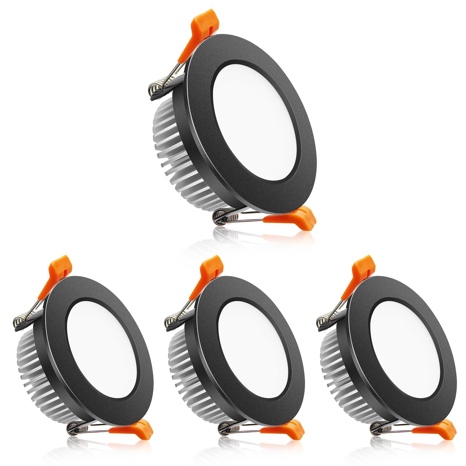 2 Inch LED Downlight, Recessed Lighting Dimmable Ceiling Light, 3W, 2700K Ultra Warm White, CRI80 with LED Driver(35W Halogen Equivalent), Black 4 Pack