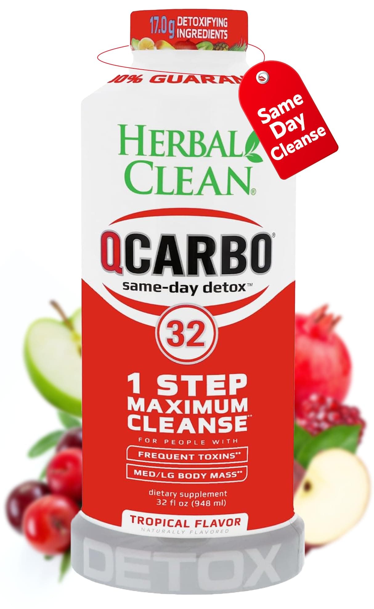 QCarbo Same-Day Detox 32oz- Tropical Fruit Flavor