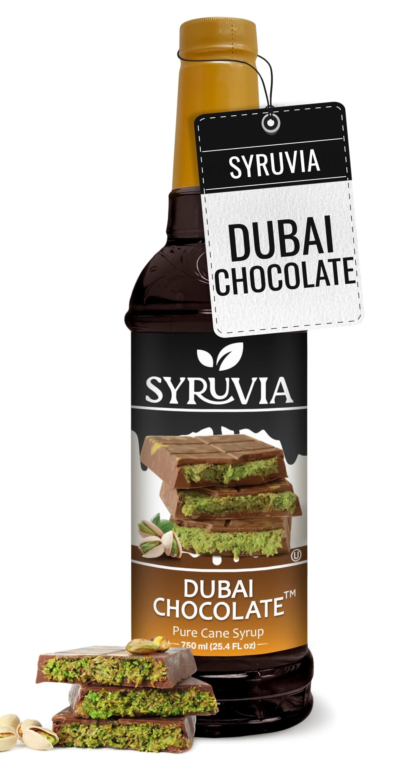 Coffee Syrup, Dubai Chocolate Flavored Syrup for Drinks, Lattes, and Desserts – 25.4 fl oz,