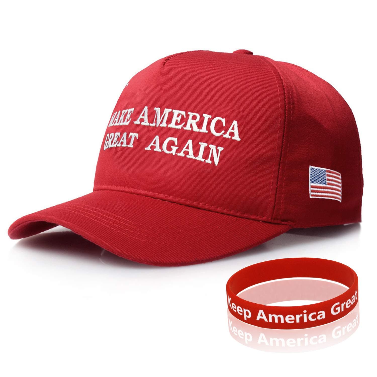 MAGA Trump Hat, Donald Trump Cap, Keep American Great Trump 2024 Hat with Wristband (MAGA-Red)(Size:L)