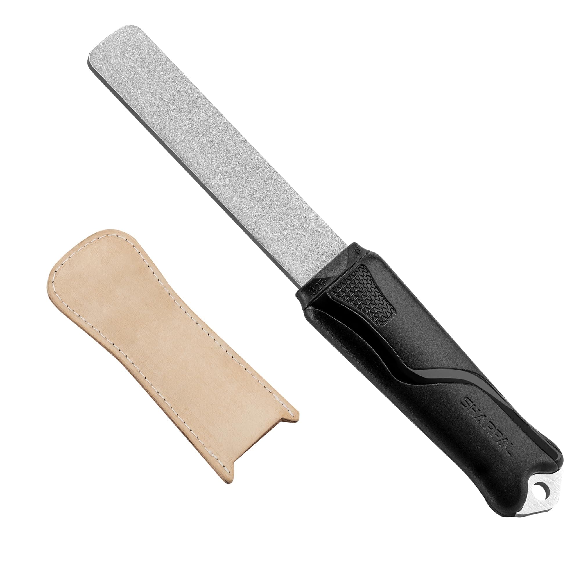 127N Dual-Grit (Coarse 325 / Extra Fine 1200) Diamond Sharpening Stone with Leather Strop, Tool Sharpener for Knife, Axe, Lawn Mower Blade, Garden Shears, Chisels, Spade and All Blade Edge