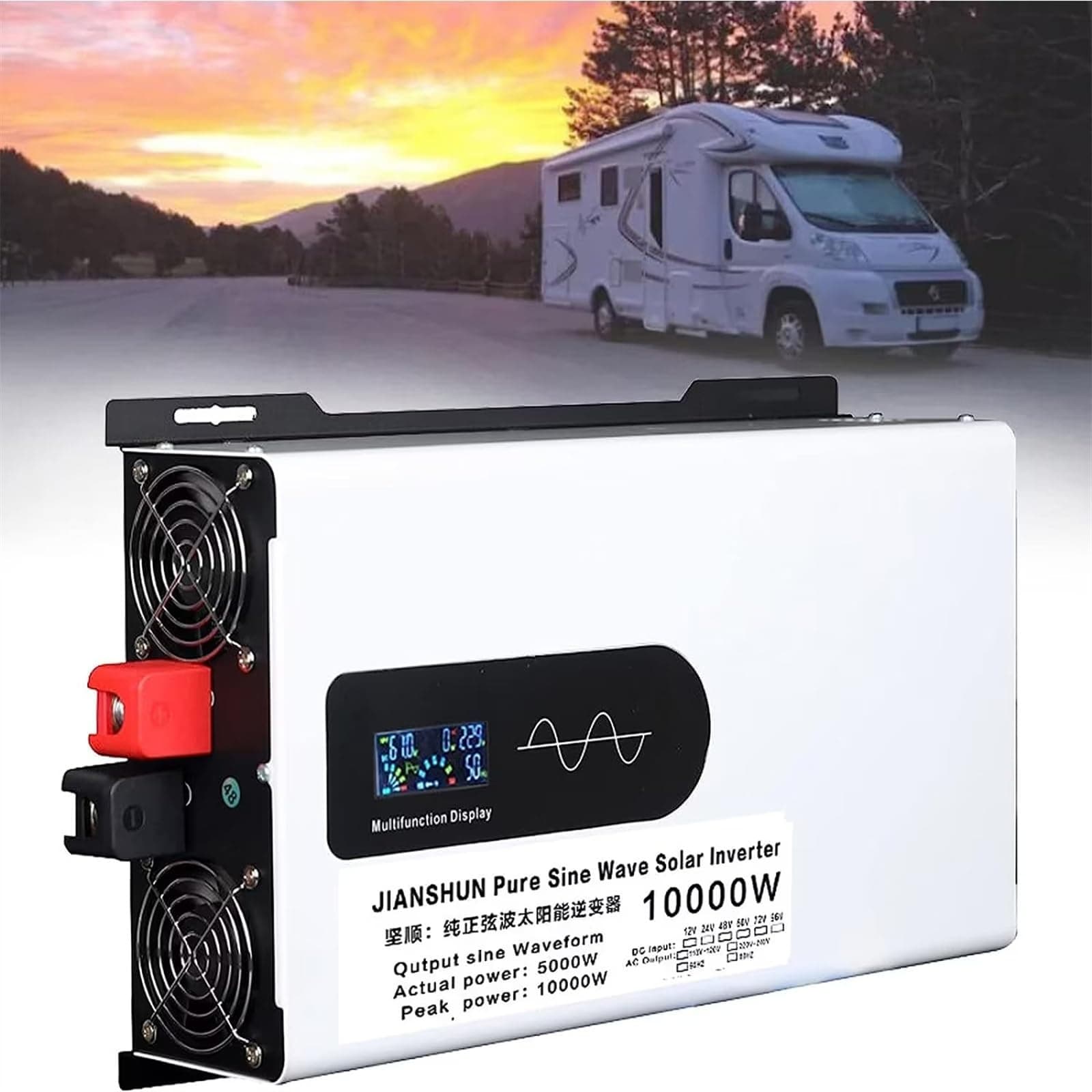 5000W 6000W 8000W 10000W 12000W Pure Sine Wave Inverter Power Inverter DC 12V 24V 48V 60V 72V to 110V 220V AC Converters Voltage Transformer Solar Inverter for RV/Outdoor/Camping(10000W,48Vto110V)