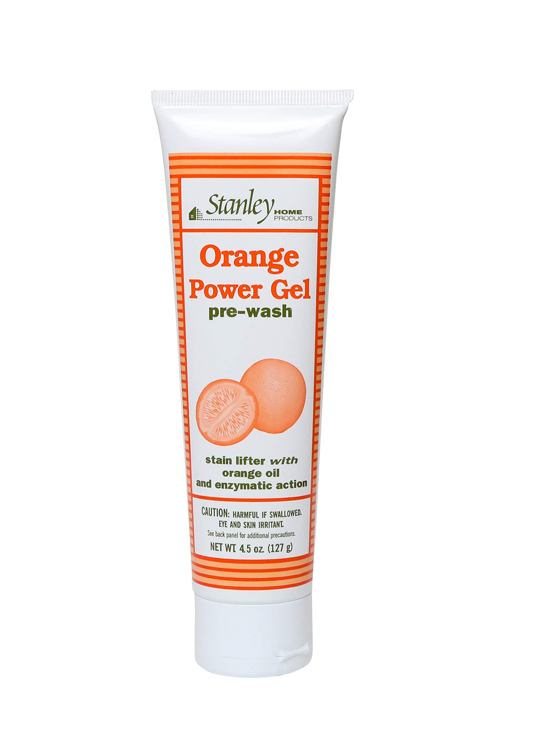 Stanley Home Products Orange Power Gel Pre Wash - Laundry Stain Remover - Spot Treat Tough Stains Works Immediately Cleans and Deodorizes Fabrics Ideal for Blood Oil Grease and More