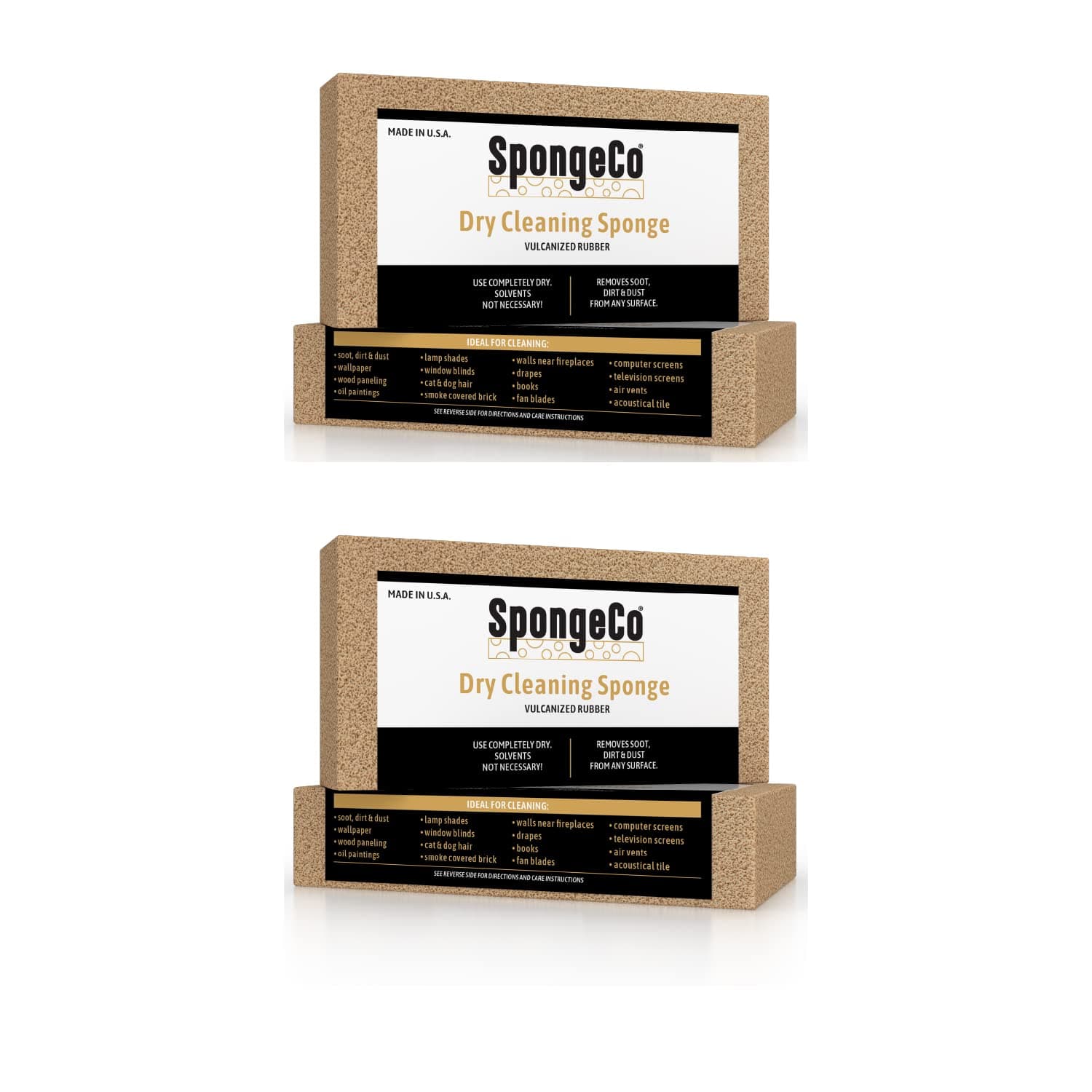 Dry Cleaning Soot Eraser Sponge - Pet Hair, Smoke, Soot, Dust and Dirt Remover - 3x6 Double, One Unit (2 Pack Single)