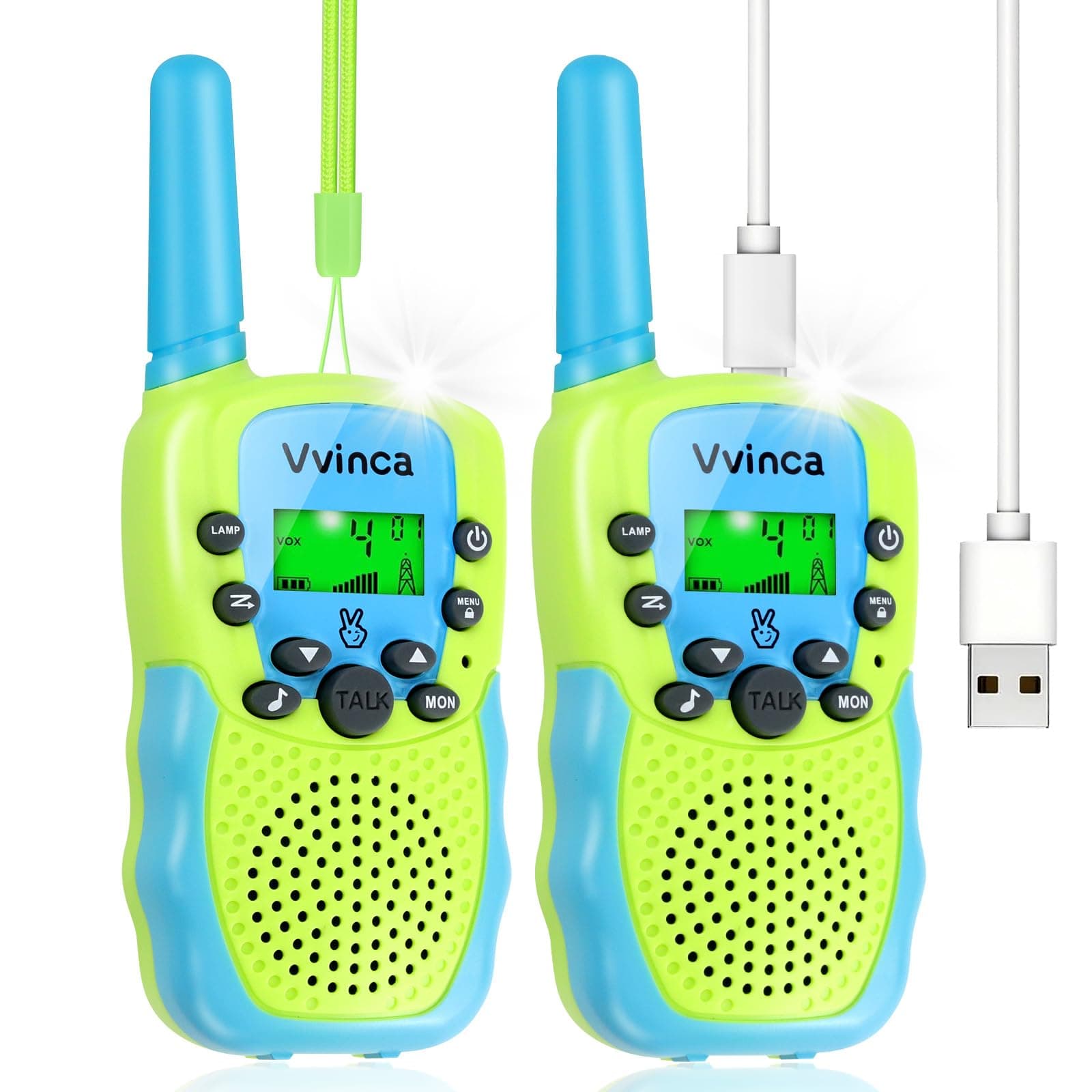 Vvinca Walkie Talkies for Kids Rechargeable Toys for Ages 5-7, Long Range 22 Channels 2 Way Kids Walkie Talkie with Flashlight for Camping Hiking Indoor Outdoor 3 4 5 6-12 Boy Girl Christmas Birthday
