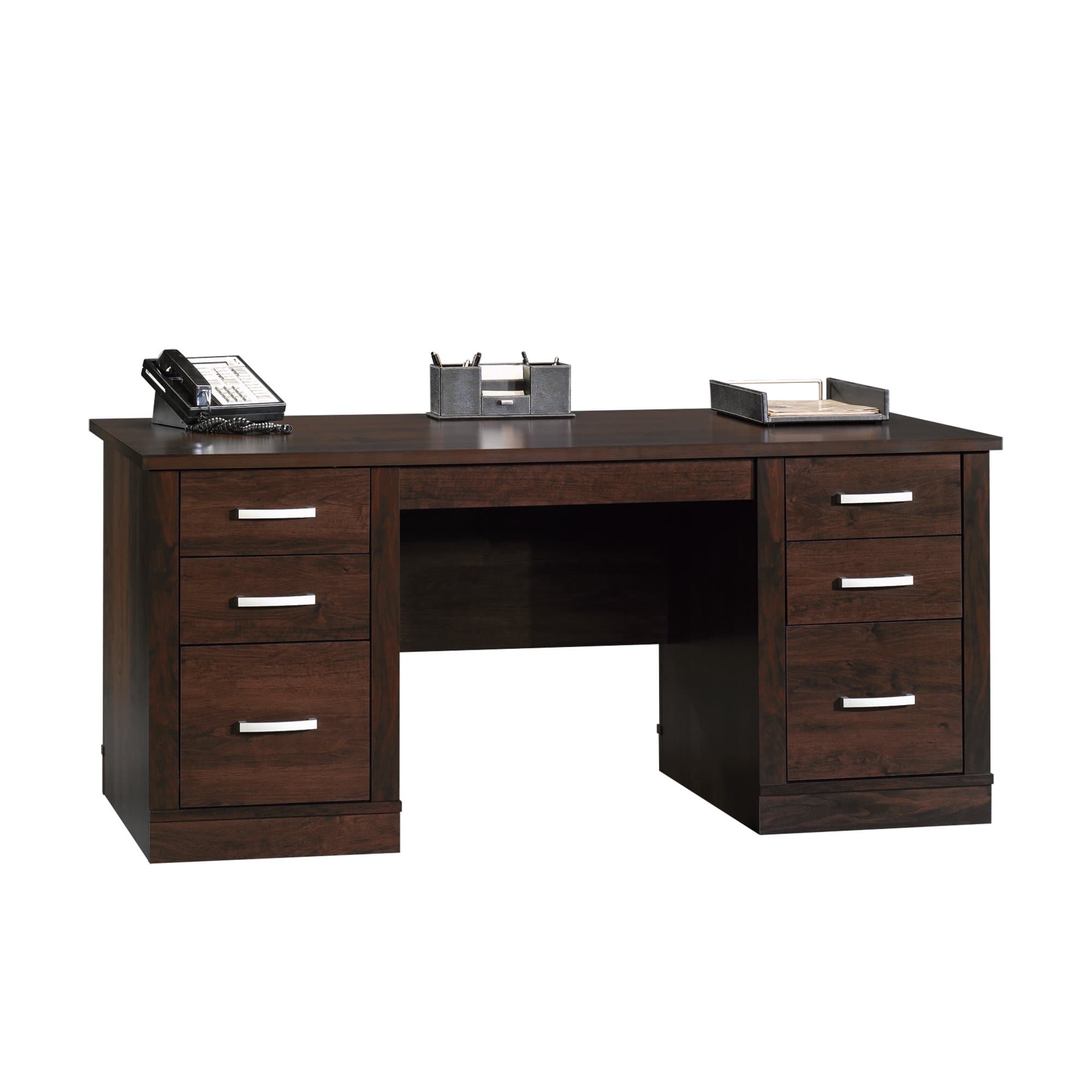 Sauder Office Port Executive Desk, Dark Alder Finish