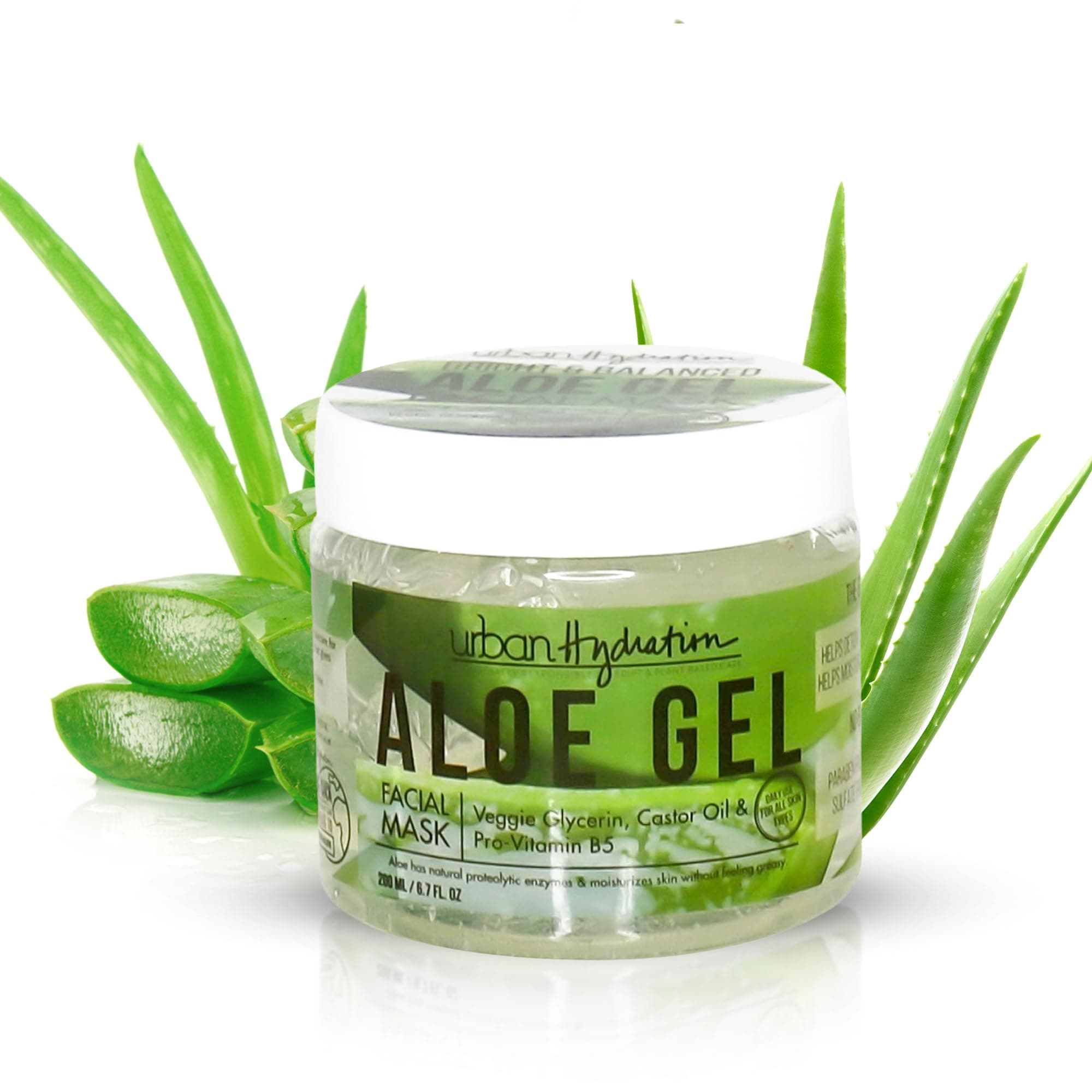 Bright & Balanced Aloe Vera Leaf Facial Gel Mask | Lightweight, Removes Skin Impurities, Hydrates, Helps with Acne, Benefits For Smooth Skin, All Skin Types | 6.7 Fl Ounce