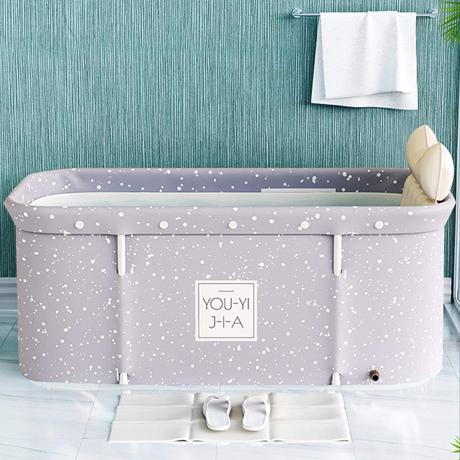 EUAO 120CM Portable Non-Inflatable Bathtub - PVC/SPA Folding Bath Tub, Household Freestanding Thick Plastic Folding Bath Tub For Adults, Sauna Steam Bathtub Adult Bath Bucket