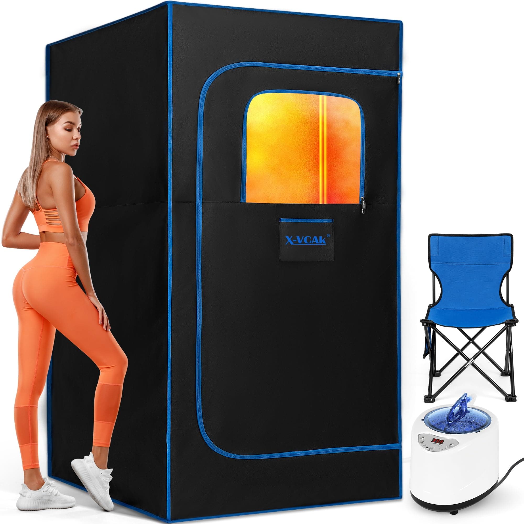 Portable Steam Sauna, Sauna For Home, Tent Box With 2.6L Steamer, Remote Control, Folding Chair, 9 Levels, 2.6’ X 5.9’