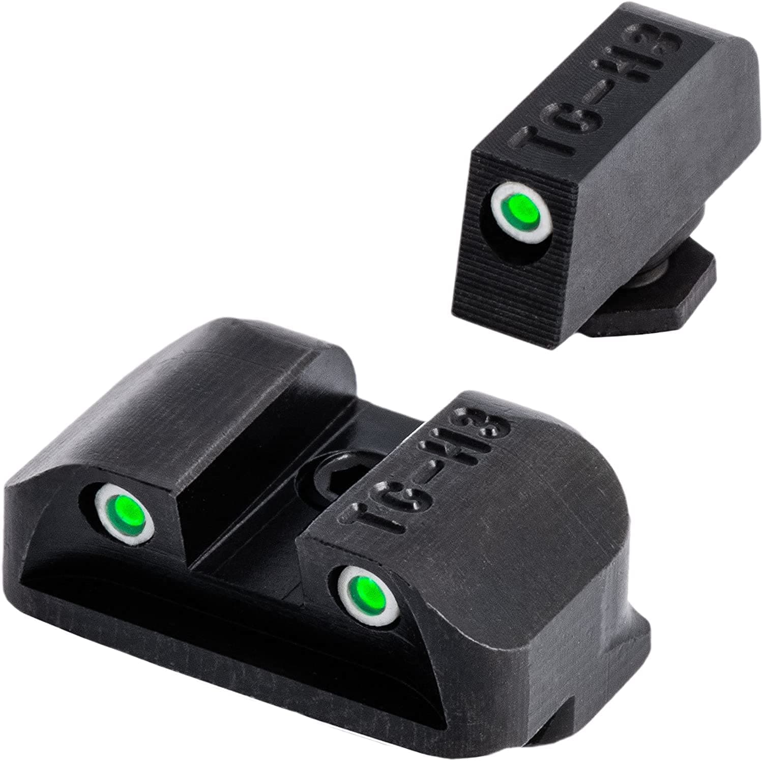 Tritium Handgun Sight | High-Visible Front & Rear Night Sights with Daylight White Dots & Low-Light Tritium Dots, Compatible with Glock Handguns