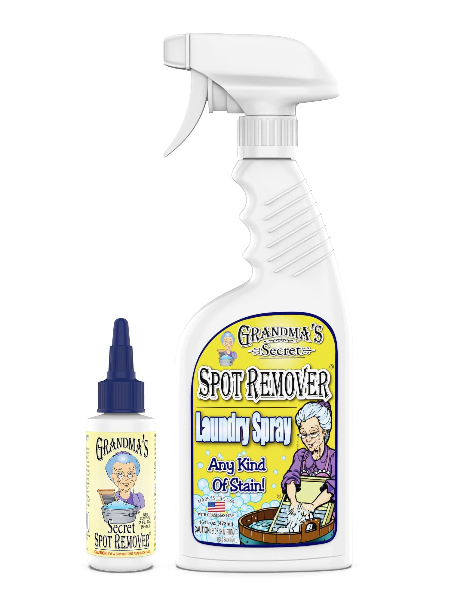 Spot Remover Laundry Spray - Chlorine, Bleach and Toxin-Free Stain Remover for Clothes - Fabric Stain Remover Removes Oil, Paint, Blood and Pet Stains - 16 oz & 2 oz Combo, DuoPack