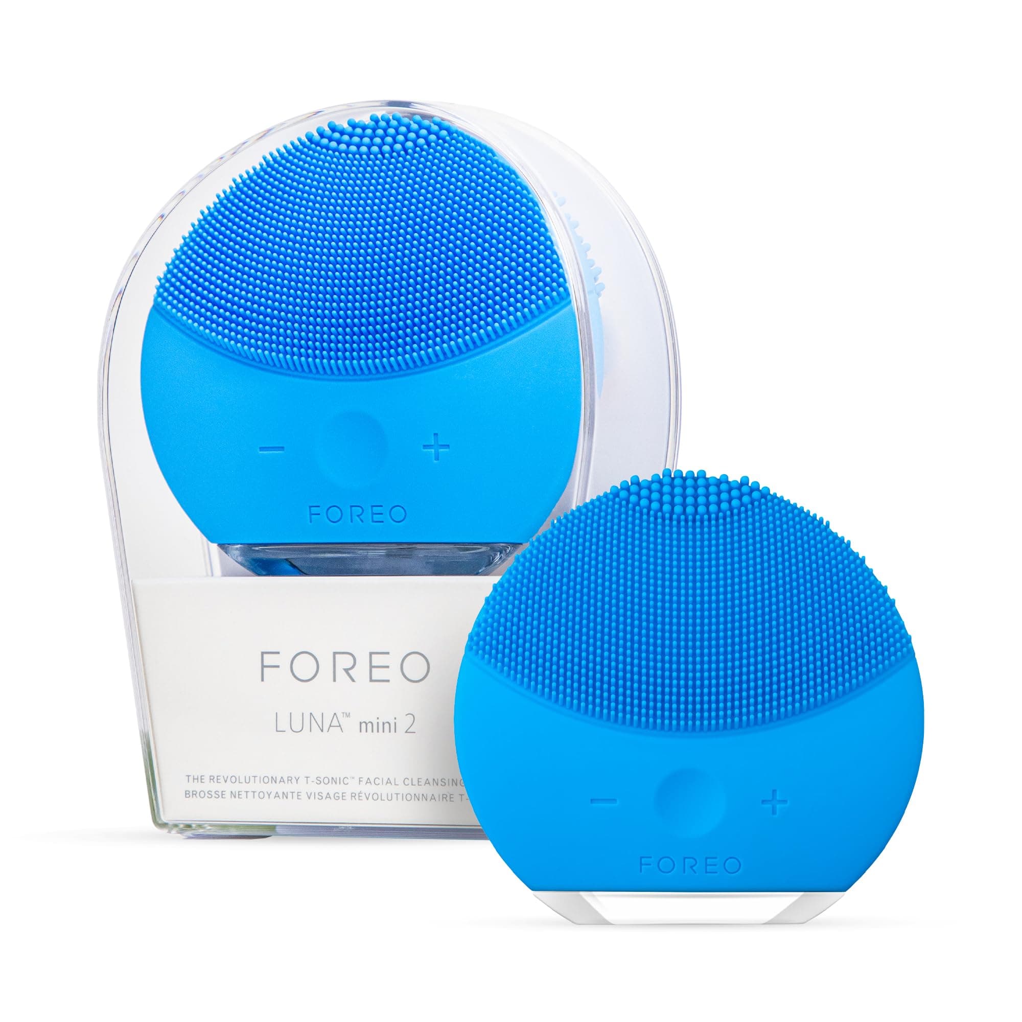 FOREO LUNA mini 2 Facial Cleansing Brush and Anti-aging Skin Care device made with Soft Silicone for Every Skin Type Aquamarine,
