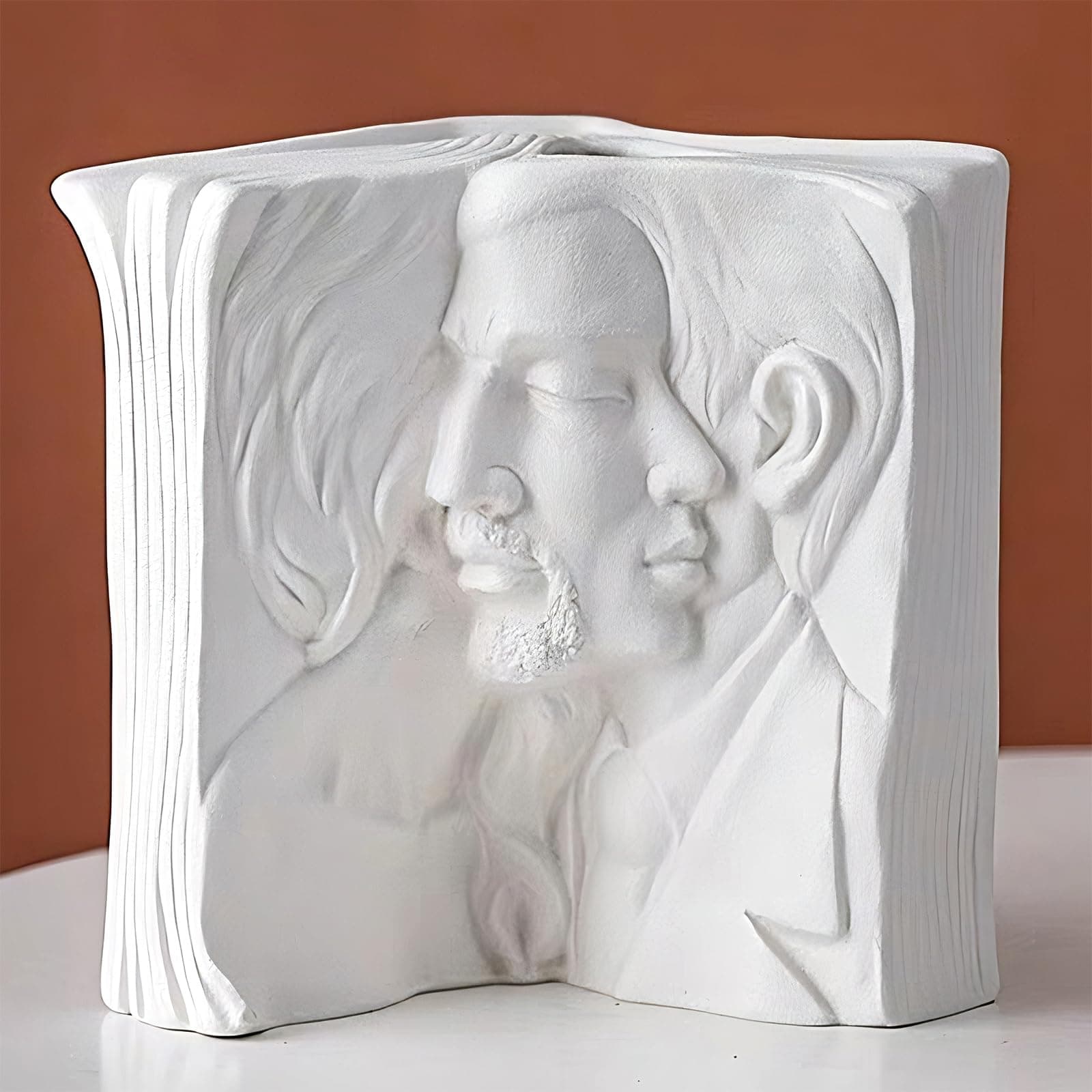 Book Vase for FlowersᅠHome Bookshelf Decor Ceramic White Vases Wedding Anniversary Engagement Gifts for Couples Her